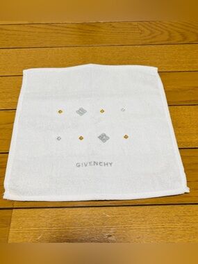 Givenchy Ivory Pocket Hand Towel with Gold & Silver Embroidered size 23cm 9”